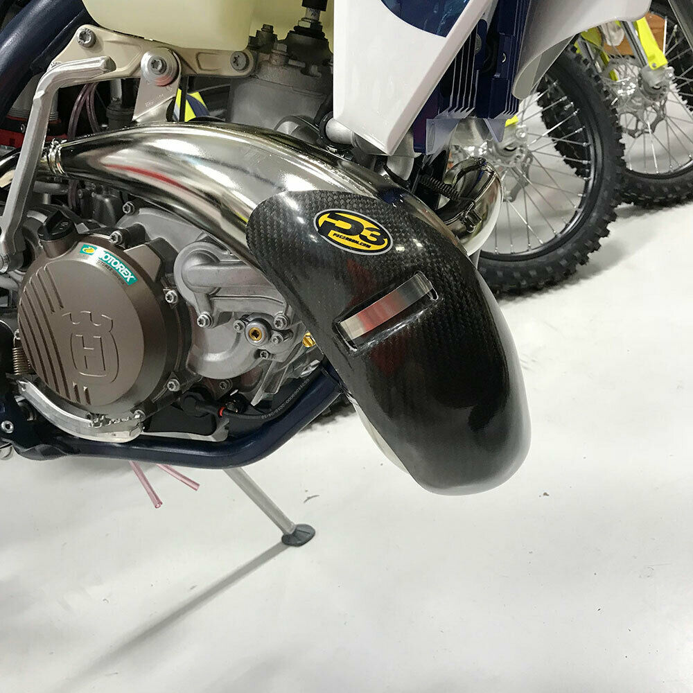 P3 101067 carbon fiber stock pipe guard for 2020 KTM / Husqvarna 250/300 - Fresh Stock Dated February 2026