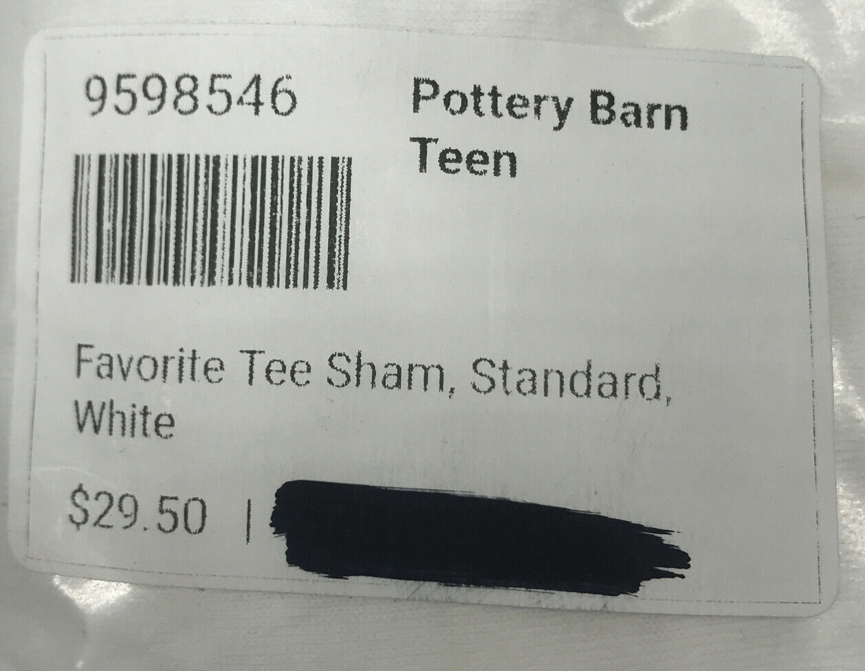 Pottery Barn Teen Favorite Tee Sham, Standard, White, Free Shipping - Fresh Stock Dated February 2026