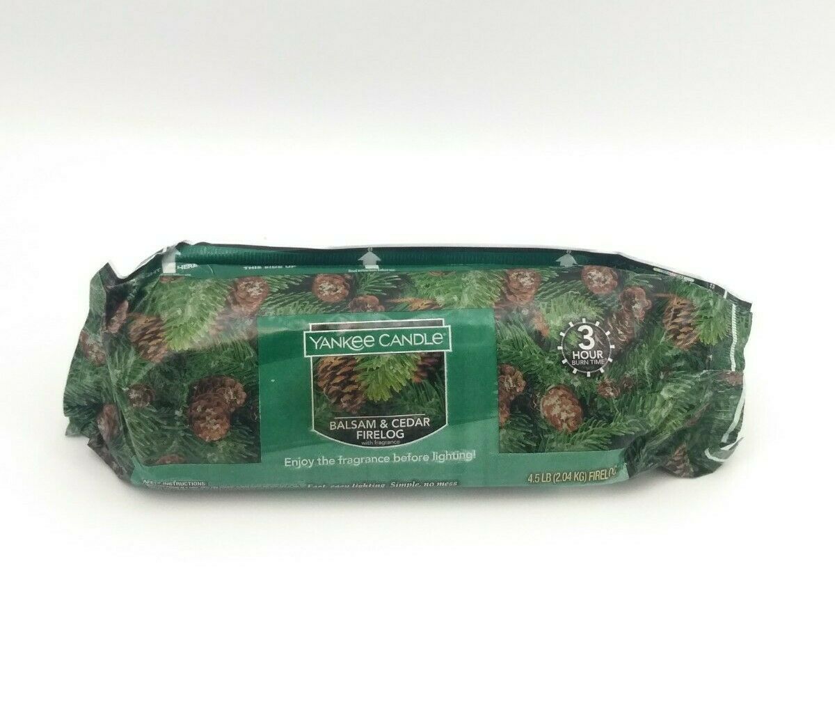 Yankee Candle Balsam & Cedar Firelog Fragrance Scented Fire Log 3 Hour Burn New - Fresh Stock Dated December 2025