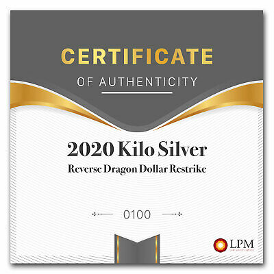 2020 China 1 kilo Silver Tientsin Dragon Dollar Restrike (PU) - SKU#226681 - Fresh Stock Dated February 2026