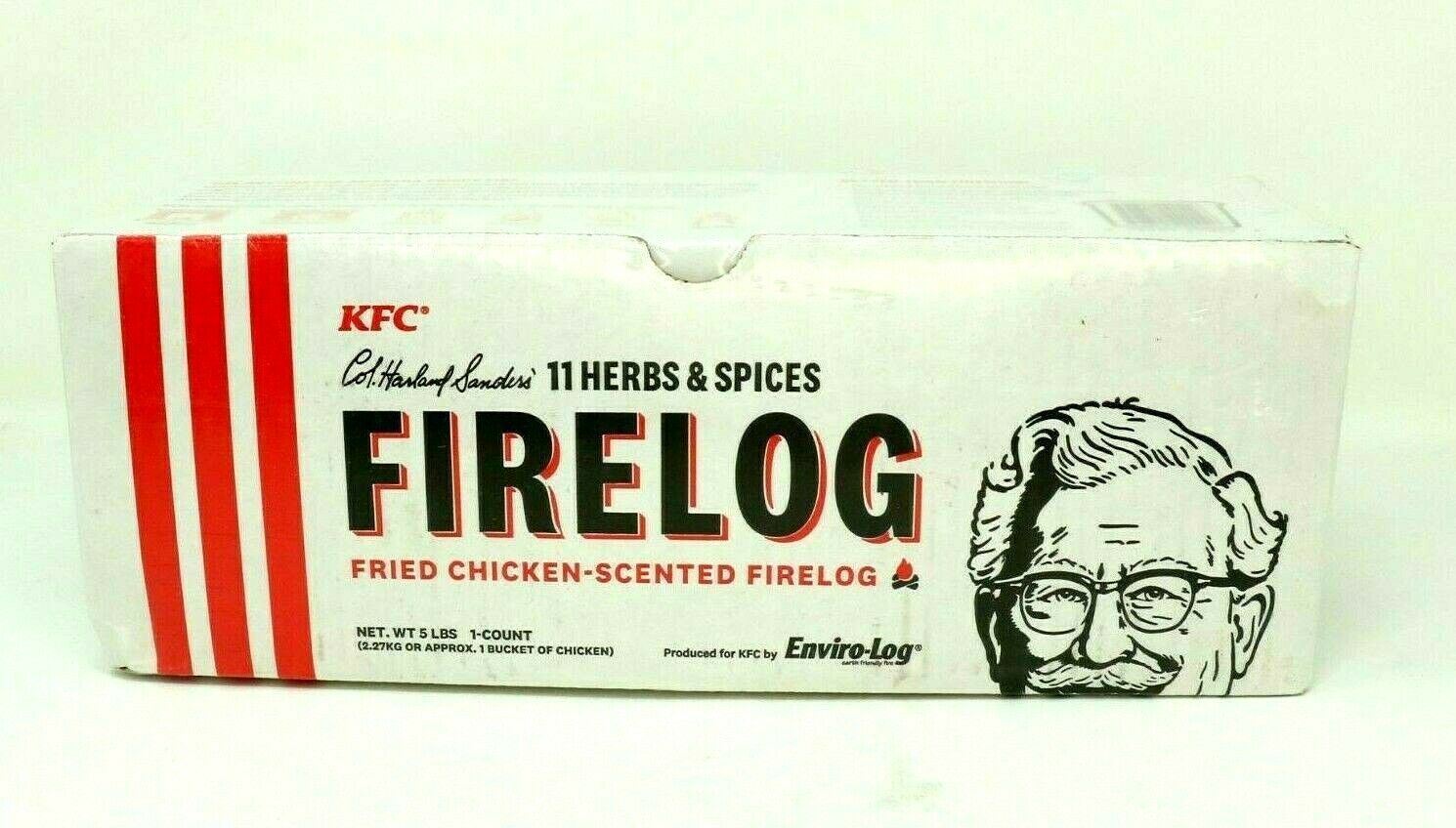 KFC FIRE LOG 11 HERBS & SPICES ENVIROLOG KENTUCKY FRIED CHICKEN FIRE LOG - Fresh Stock Dated December 2025