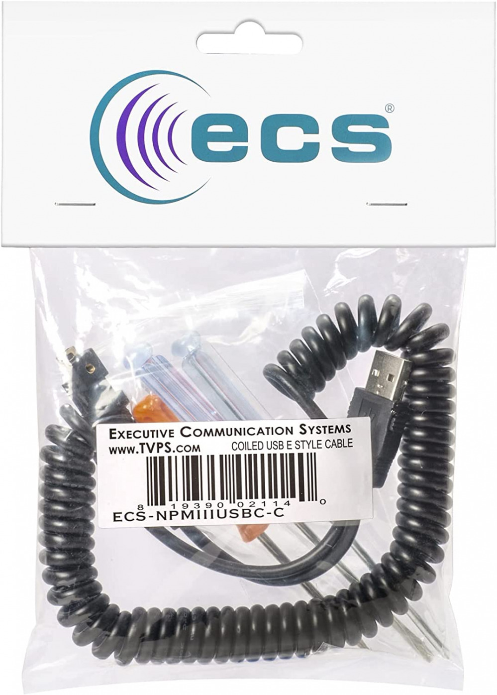 ECS Tangle Free Curly Replacement Cord for Nuance PowerMic III | Black - Fresh Stock Dated February 2026