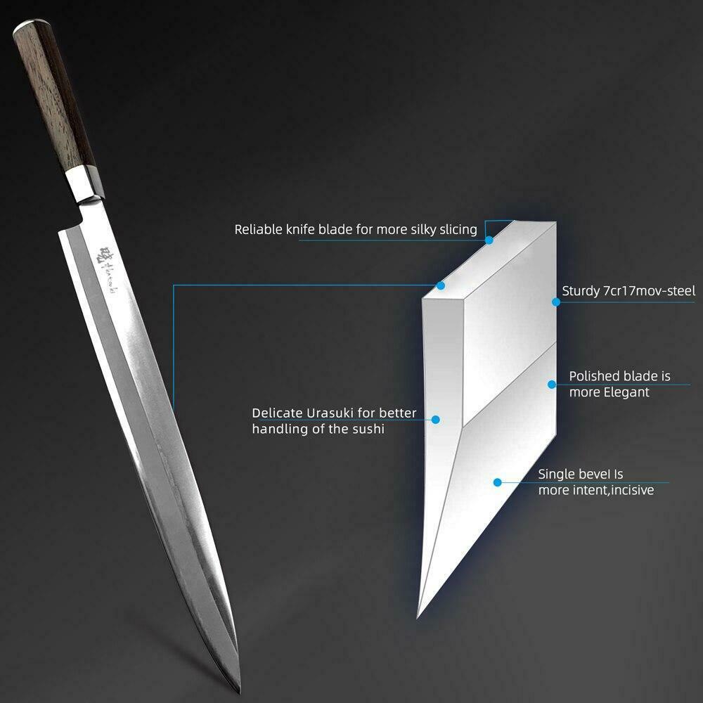 Japanese Sashimi Sushi Yanagiba Knife 9.5 inch Chef Wood Handle Fish Filleting - Fresh Stock Dated December 2025