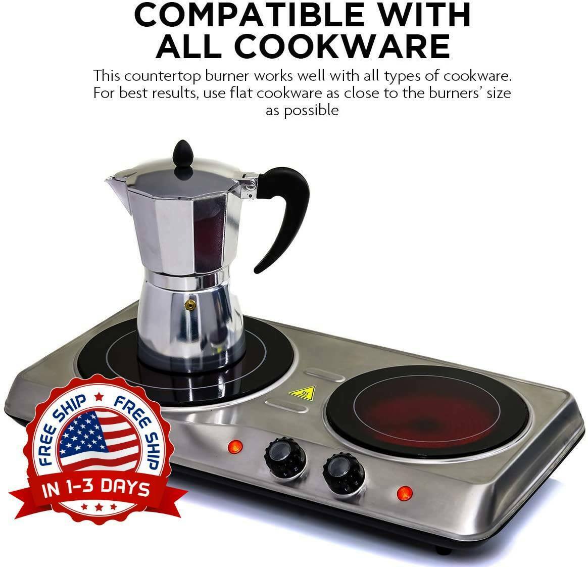 Estufa Cocina Electrica 2 Hornillas Portatil Para Campamento Camping Casa NUEVO - Fresh Stock Dated February 2026