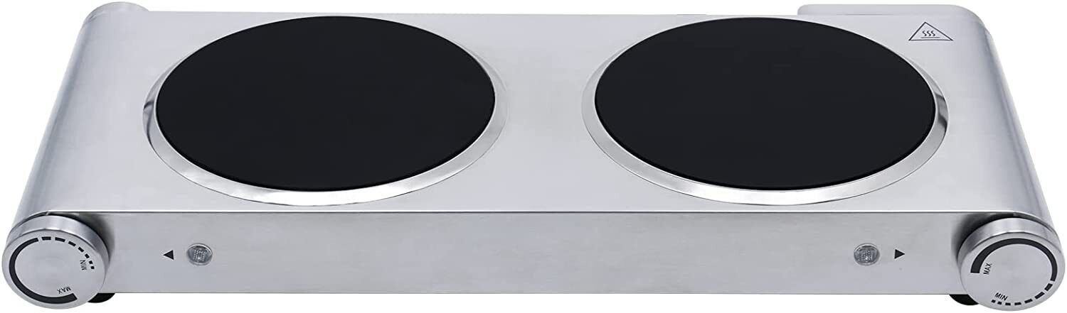 1800W Ceramic Burner Electric Hot Plate Dual Control Infrared Countertop Cooktop - Fresh Stock Dated December 2025