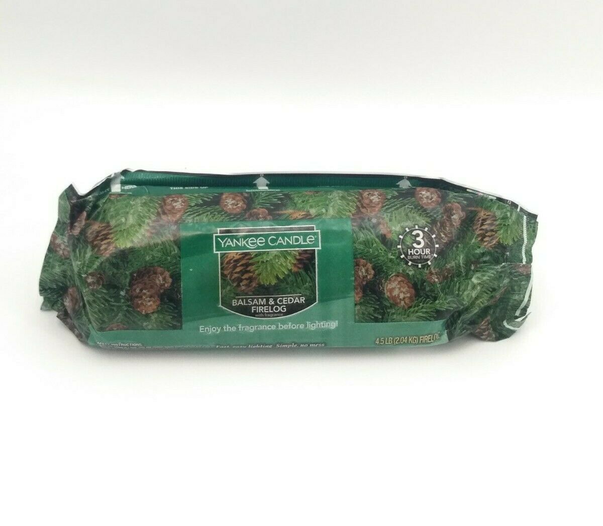 Yankee Candle Balsam & Cedar Firelog Fragrance Scented Fire Log 3 Hour Burn New - Fresh Stock Dated December 2025