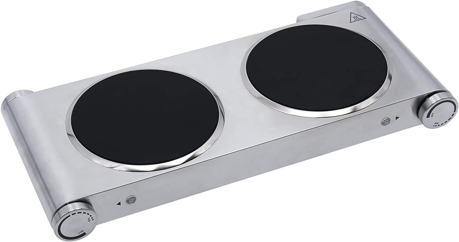 1800W Ceramic Burner Electric Hot Plate Dual Control Infrared Countertop Cooktop - Fresh Stock Dated December 2025