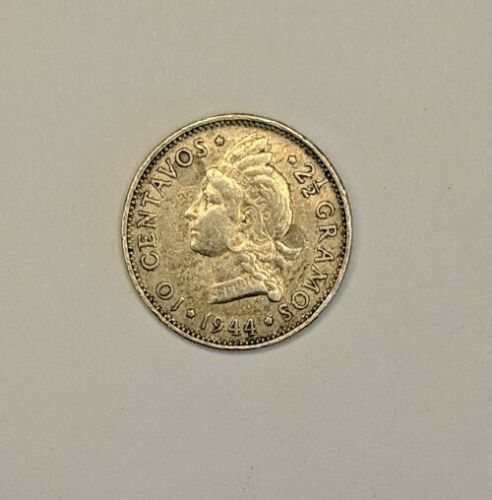 1944, 10 Centavos Dominican republic a Beautiful Silver High Value Coin - Fresh Stock Dated February 2026
