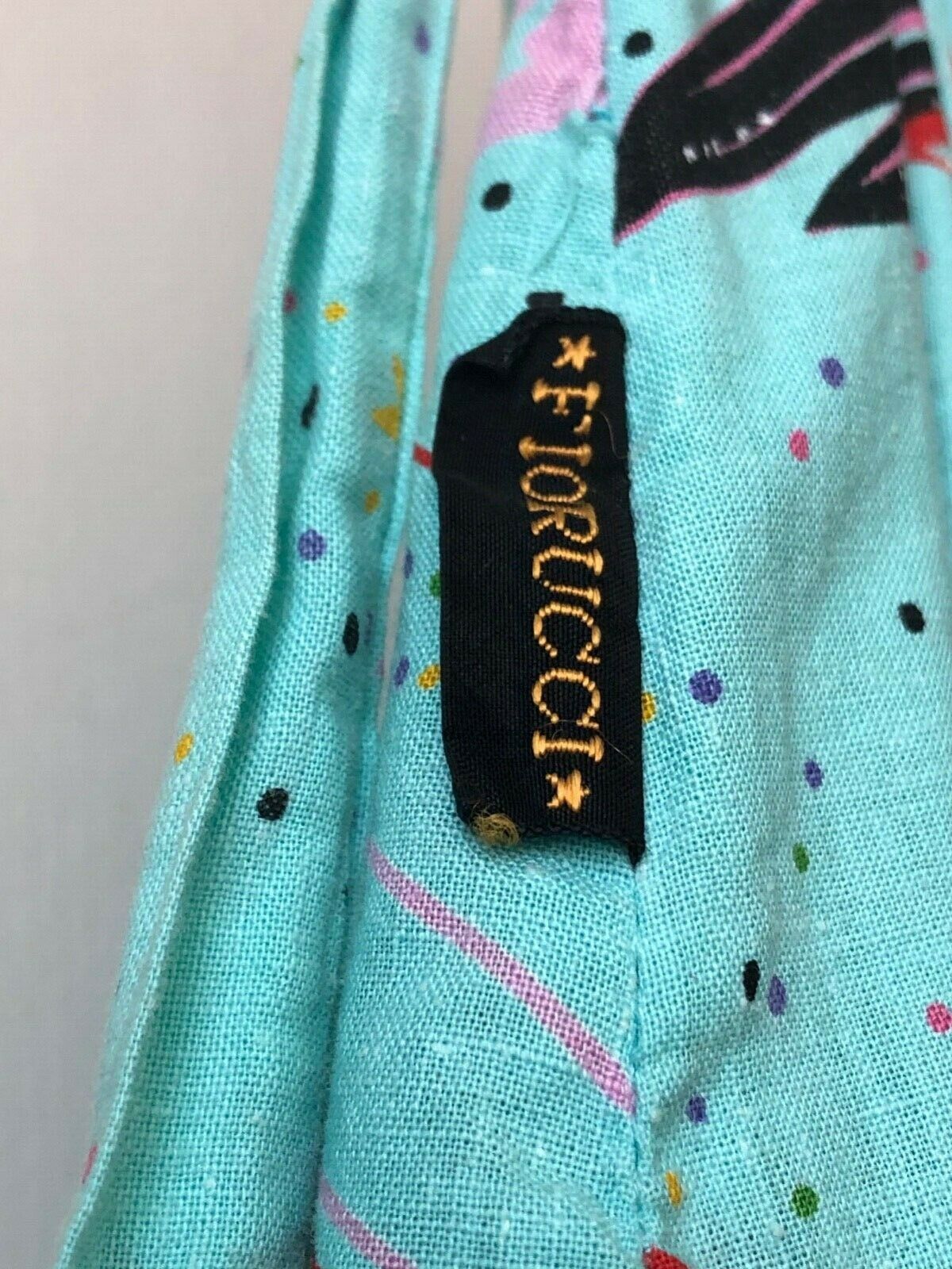 vtg 70s iconic Fiorucci turquoise cotton wrap skirt rockets 🚀  planets galaxy~S - Fresh Stock Dated February 2026