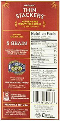 Lundberg Family Farms Thin Stackers Five Grain 5.9 Ounce Pack of 12 - Fresh Stock Dated December 2025