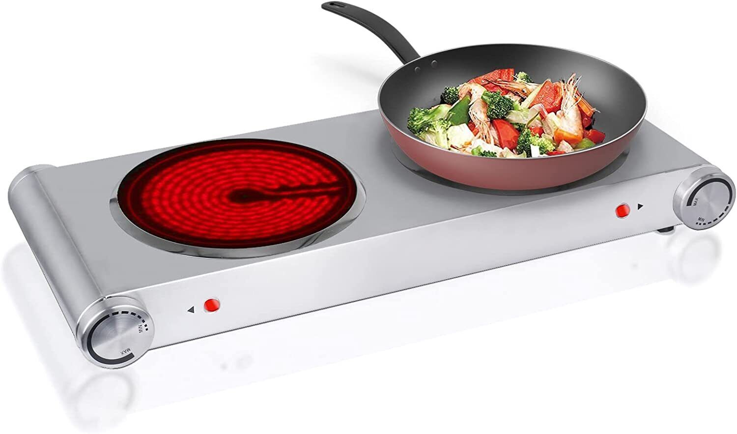 1800W Ceramic Burner Electric Hot Plate Dual Control Infrared Countertop Cooktop - Fresh Stock Dated December 2025