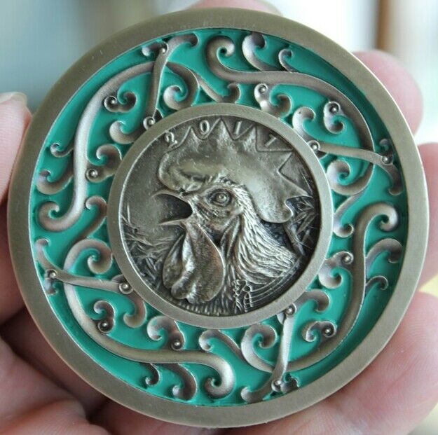 2017 China 60mm Paktong Medal - Lunar New Year of Rooster - Phoenix and Peony - Fresh Stock Dated February 2026