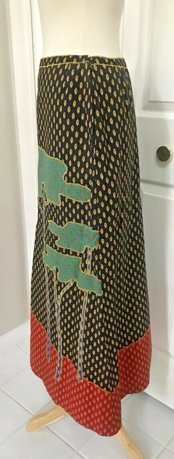 Vintage Anne Klein Appliqué A-Line Midi Skirt Boho Folk Cottagecore 26” Waist - Fresh Stock Dated December 2025