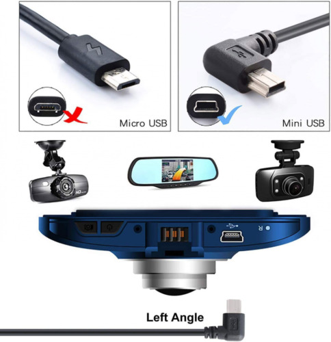 Pasow Mini USB Charging Cable 2.0 A-Male to Mini-B Car 11.5FT, Left Angle - Fresh Stock Dated February 2026