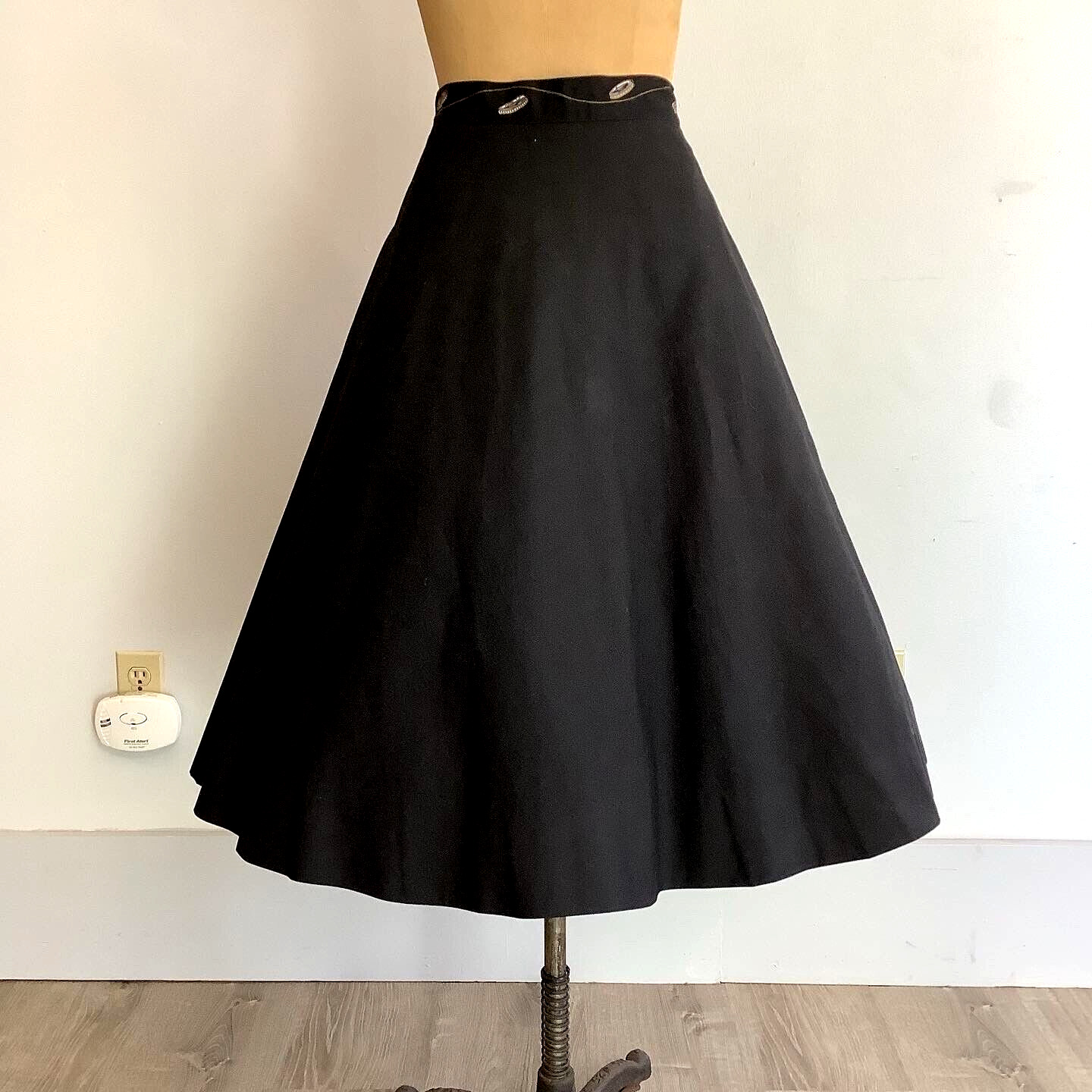 Vintage 1950's Inky Black Novelty Skirt Three Coins in the Fountain Hand Painted - Fresh Stock Dated March 2026