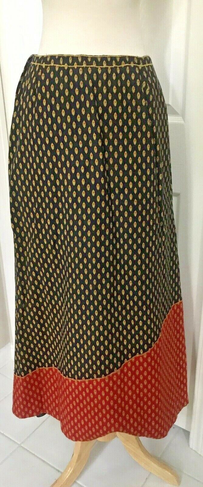 Vintage Anne Klein Appliqué A-Line Midi Skirt Boho Folk Cottagecore 26” Waist - Fresh Stock Dated December 2025