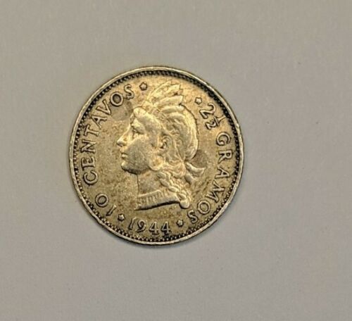 1944, 10 Centavos Dominican republic a Beautiful Silver High Value Coin - Fresh Stock Dated February 2026