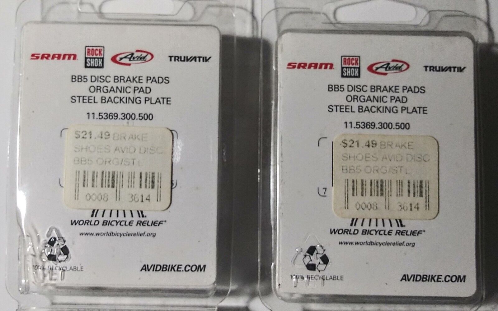 Sram Avid BB5 Disc Brake Organic Pads With Steel Backing Plate - Fresh Stock Dated February 2026