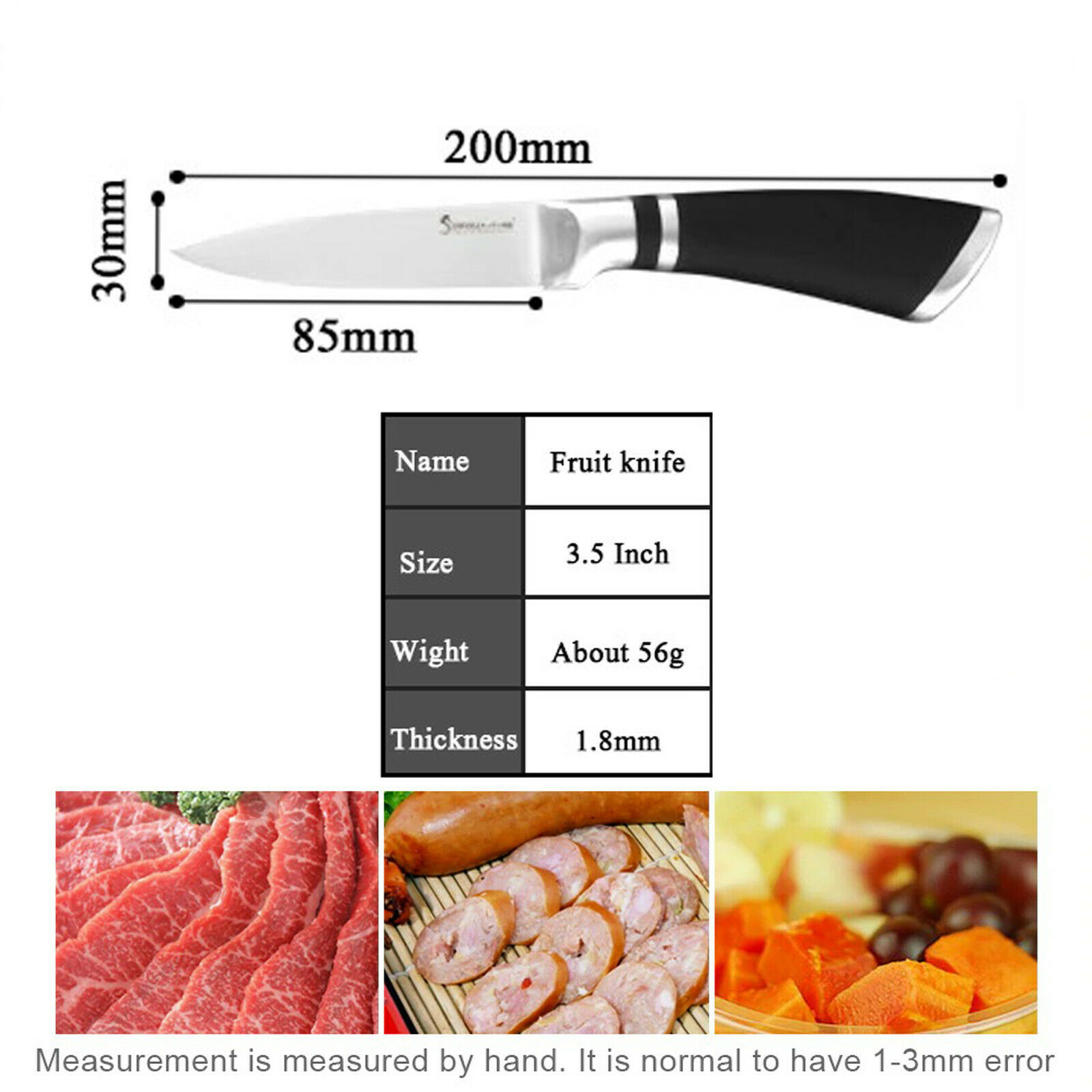 Professional Stainless Steel Chef Knife Cleaver Fruit Knife Paring Kitchen Tool - Fresh Stock Dated December 2025