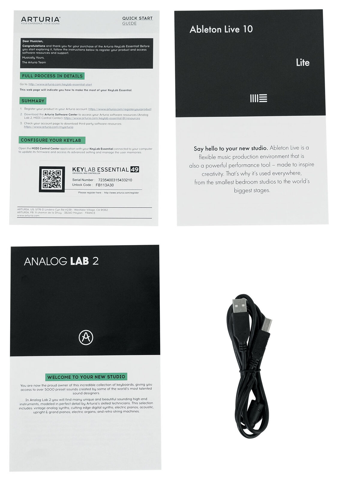 Arturia KeyLab Essential 49-Key USB MIDI Keyboard Controller in White+Headphones - Fresh Stock Dated February 2026