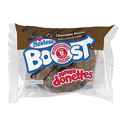 Hostess Boost Caffeinated Jumbo Donut | Chocolate Mocha | 2.5 Oz | Box of 9 - Fresh Stock Dated February 2026