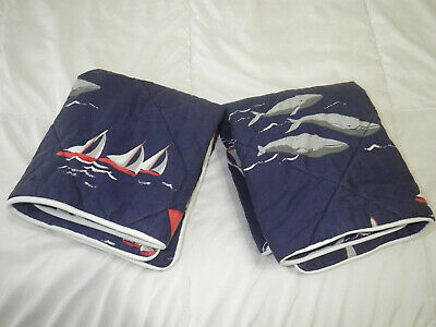 Pottery Barn Kid Nautical Sailboat STD Pillow Sham Pair Whale Lighthouse Compass - Fresh Stock Dated December 2025