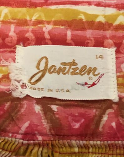 Rare Vintage 1950s Jantzen Company Cotton Circle Skirt Tapa Tiki Hawaiian Small - Fresh Stock Dated February 2026