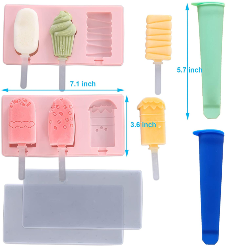 2Pcs Ice Cream Silicone Popsicle Molds+2Pcs Ice Pop Bags,PBA Free,Easy to Clean - Fresh Stock Dated December 2025