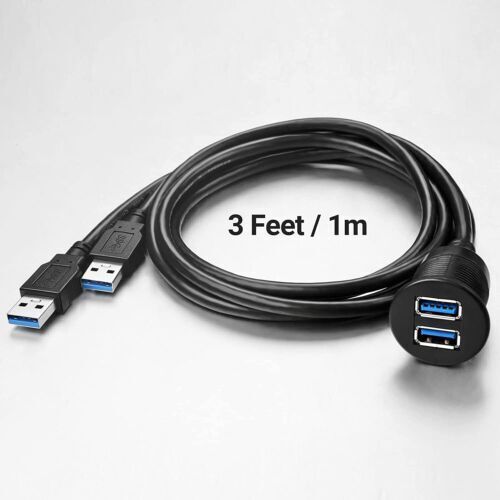 2 Ports Dual USB 3.0 Male to Female AUX Flush Mount Car Mount... - Fresh Stock Dated February 2026