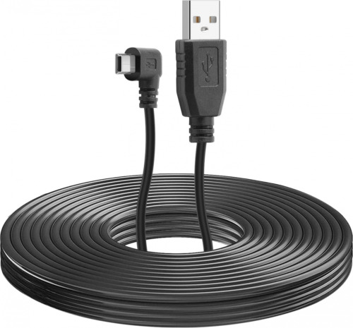 Pasow Mini USB Charging Cable 2.0 A-Male to Mini-B Car 11.5FT, Left Angle - Fresh Stock Dated February 2026