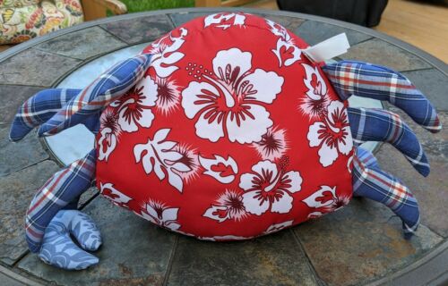 Pottery Barn Kids PBK.Crab decor Pillow Plush Hawaiian Print Plaid Legs Adorable - Fresh Stock Dated December 2025
