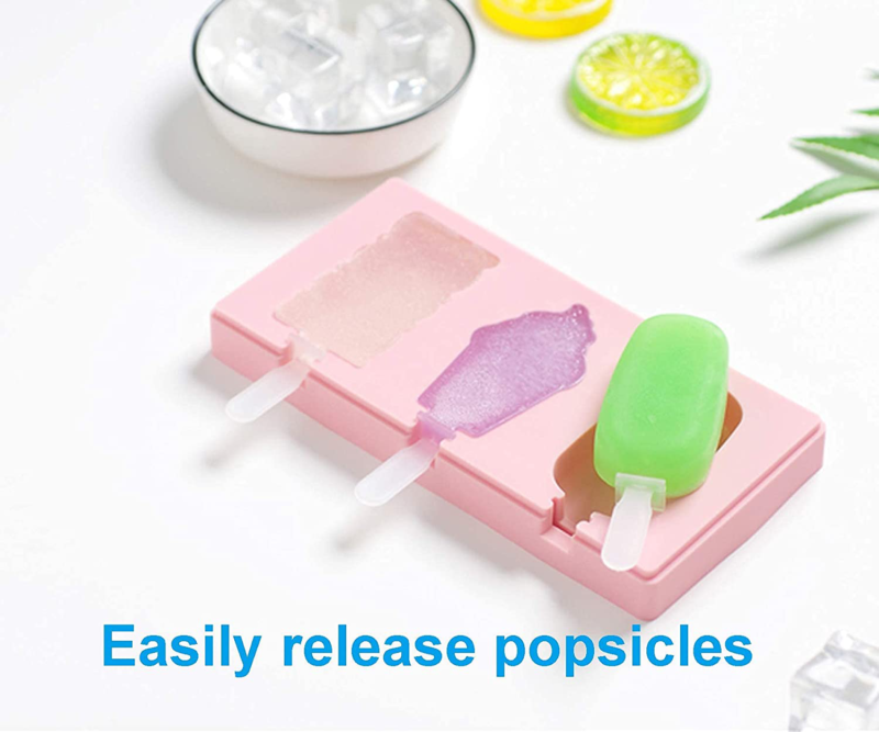 2Pcs Ice Cream Silicone Popsicle Molds+2Pcs Ice Pop Bags,PBA Free,Easy to Clean - Fresh Stock Dated December 2025