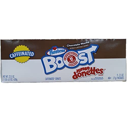 Hostess Boost Caffeinated Jumbo Donut | Chocolate Mocha | 2.5 Oz | Box of 9 - Fresh Stock Dated February 2026