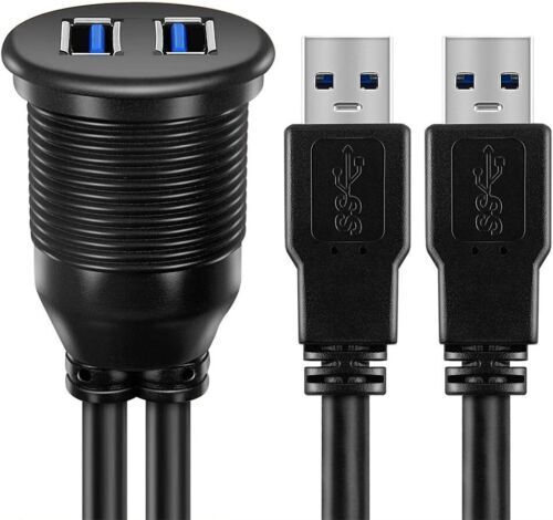 2 Ports Dual USB 3.0 Male to Female AUX Flush Mount Car Mount... - Fresh Stock Dated February 2026