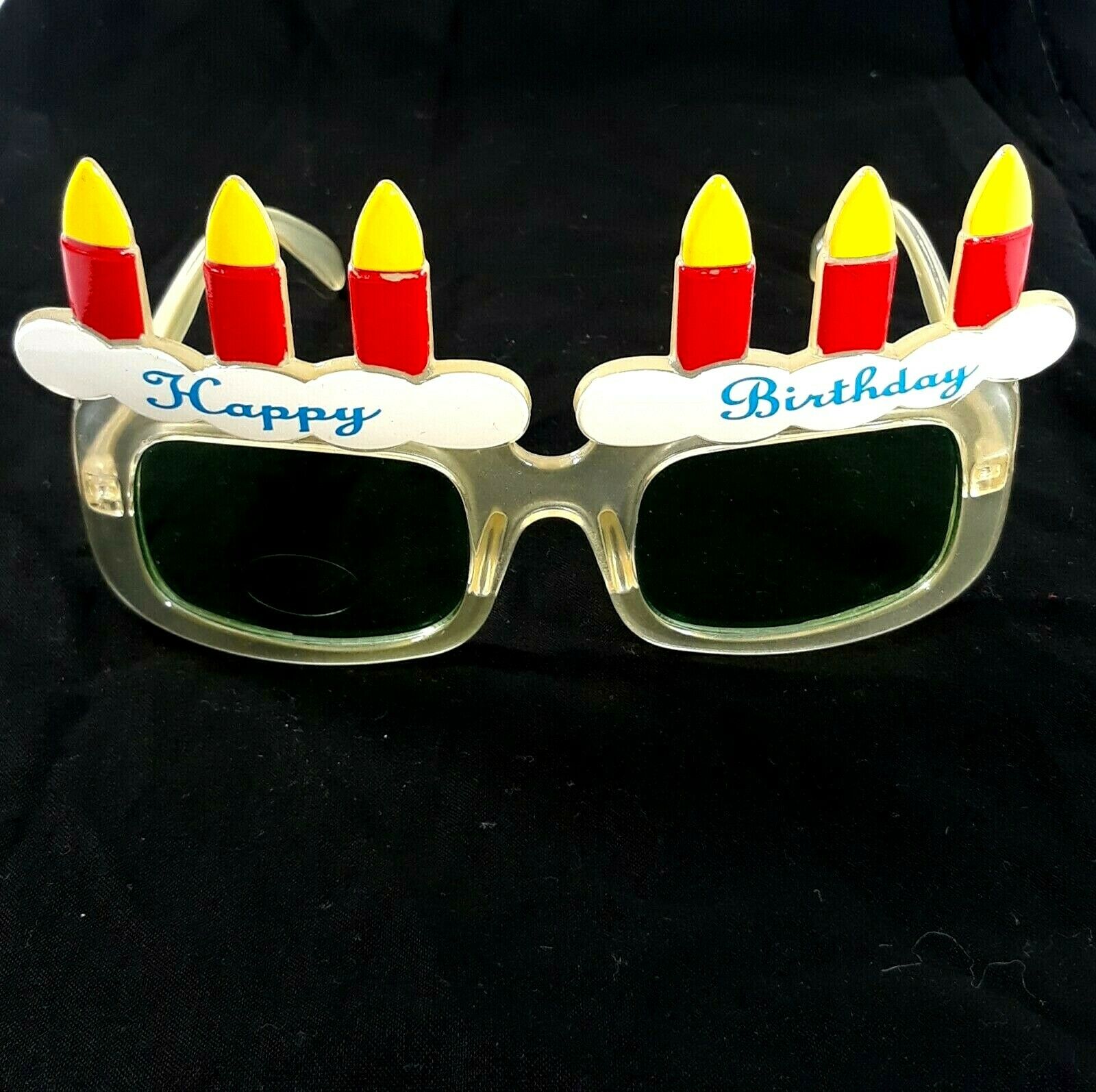 Happy Birthday Novelty Adult Big Frame Eyewear Sunglasses Pearl w/ Six Candles - Fresh Stock Dated December 2025