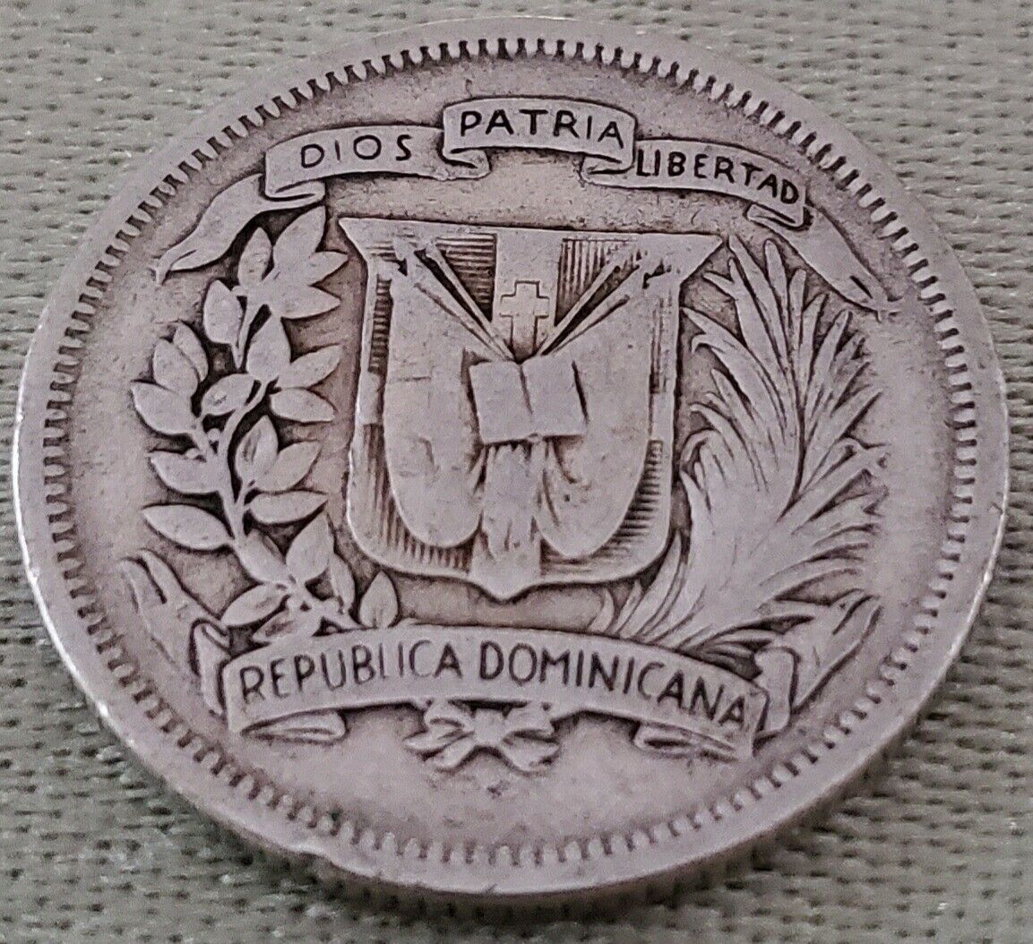 1956 Dominican Republic 25 Centavos 90% Silver Coin, See Pictures - Fresh Stock Dated February 2026