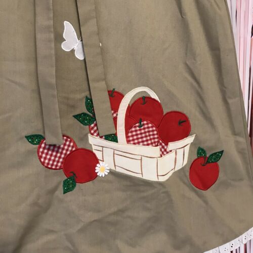 Vintage 1970s Country Fair khaki tan apple basket novelty a-line wrap skirt M/L - Fresh Stock Dated February 2026