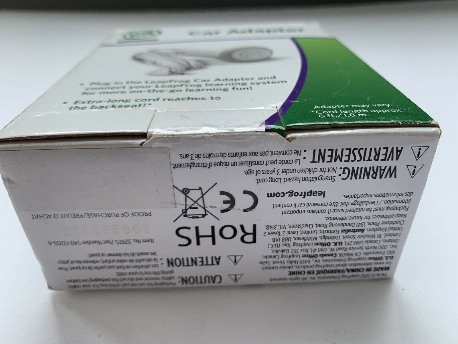 Leap Frog LeapPad2 Ultra Leapster GS CAR ADAPTER Lighter Charger Cable - Fresh Stock Dated February 2026