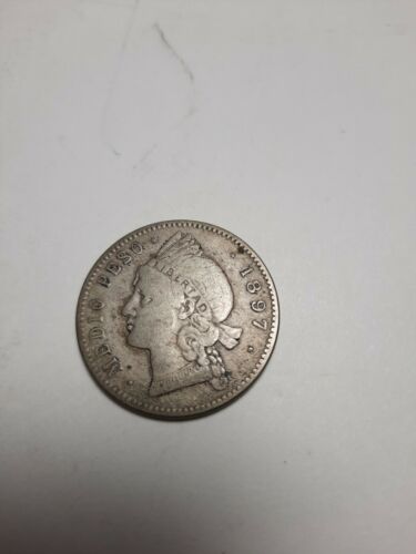 1897 DOMINICAN REPUBLIC Silver Liberty LIBERTO Arms Antique Silver Coin - Fresh Stock Dated February 2026
