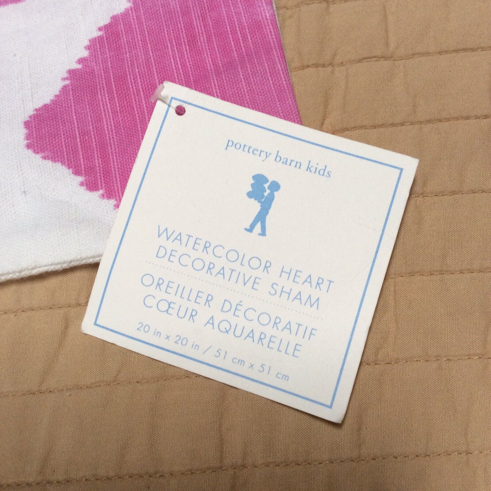 Pair 2 Pottery Barn Kids Sham Watercolor Pink Heart Decorative  20x20 cotton NWT - Fresh Stock Dated February 2026