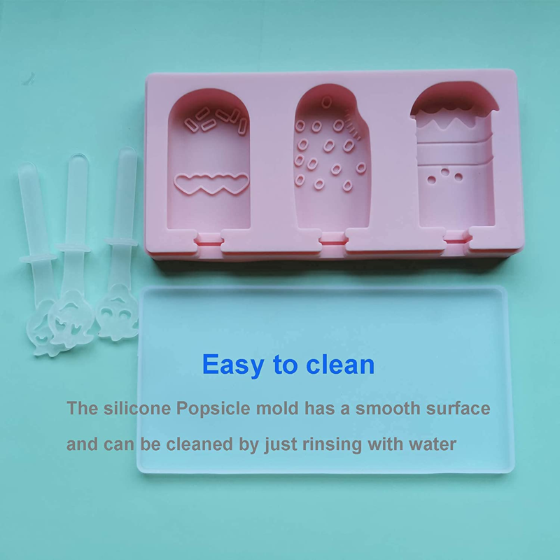 2Pcs Ice Cream Silicone Popsicle Molds+2Pcs Ice Pop Bags,PBA Free,Easy to Clean - Fresh Stock Dated December 2025