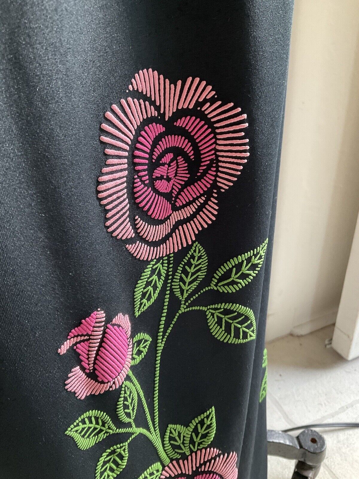 VINTAGE Hawaian Maxi skirt by Alfred Shaheen black skirt w/ Roses Miss Shaheen - Fresh Stock Dated March 2026
