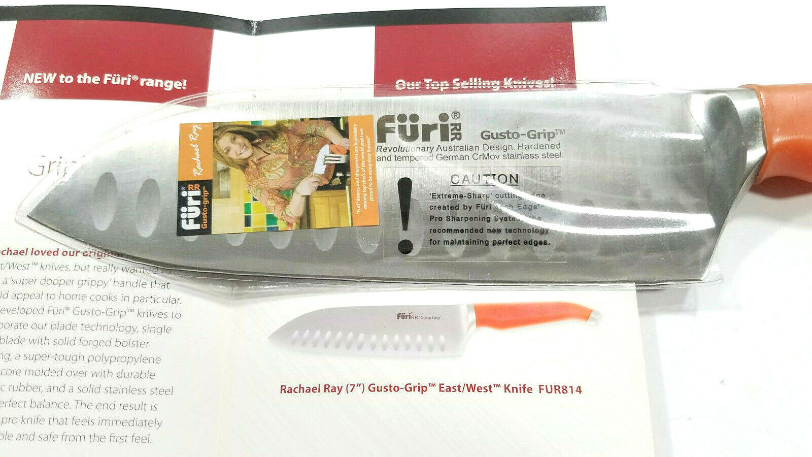 Rachael Ray Furi Gusto Grip Santoku 2 Piece Knife Set Bamboo Case NEW VGC - Fresh Stock Dated December 2025