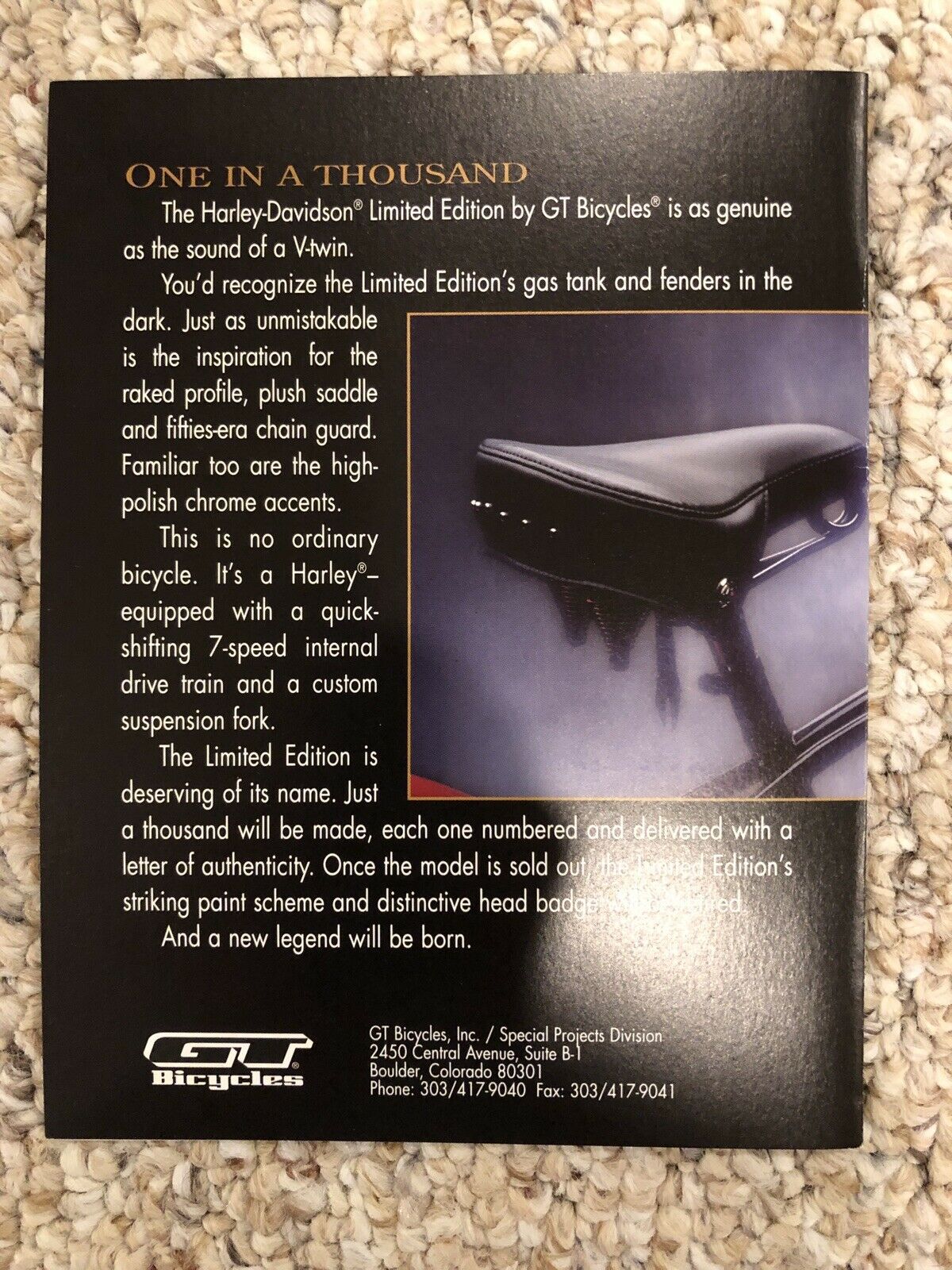 Harley Davidson 1997 Velo Glide - Fresh Stock Dated February 2026