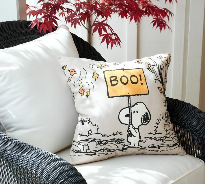 Pottery Barn Peanuts Snoopy Indoor/Outdoor Trick-Or-Treat Pillow Halloween Fall - Fresh Stock Dated February 2026