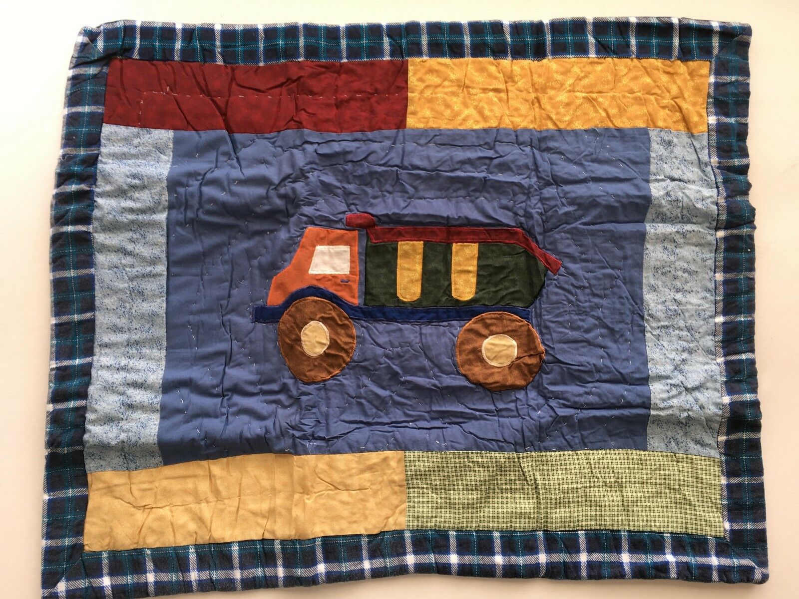 SHAM QUILTED * appliqued DUMP TRUCK * standard * NIP * Construction Zone - Fresh Stock Dated February 2026