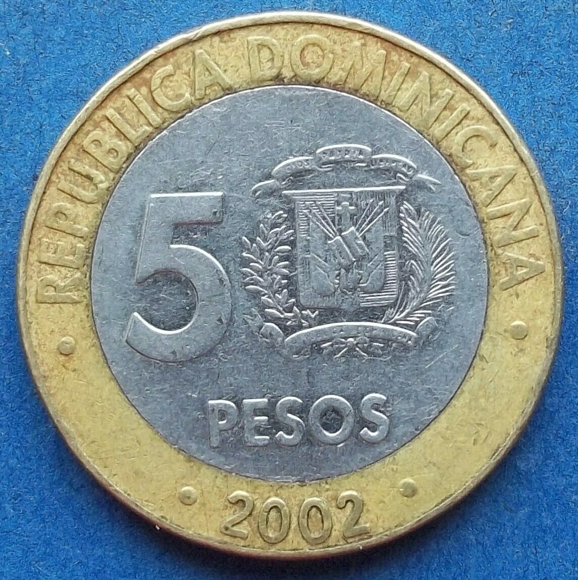 DOMINICAN REPUBLIC - 5 pesos 2002 KM# 89 bi-metallic - Edelweiss Coins - Fresh Stock Dated December 2025
