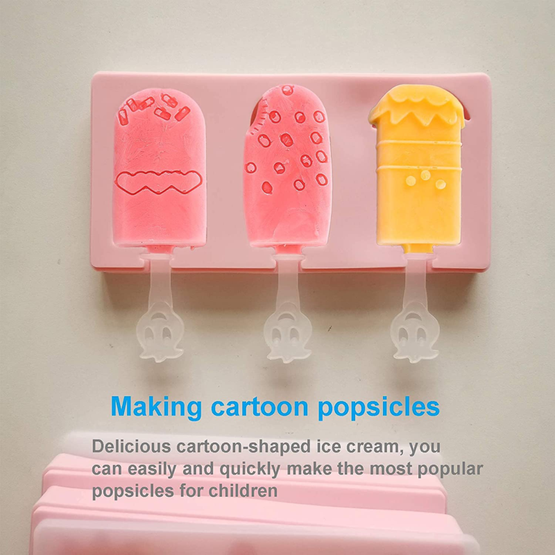 2Pcs Ice Cream Silicone Popsicle Molds+2Pcs Ice Pop Bags,PBA Free,Easy to Clean - Fresh Stock Dated December 2025
