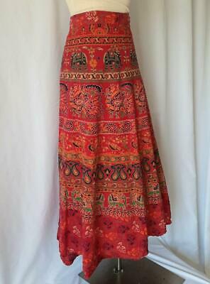 HIPPY FESTIVAL INDIA COTTON PRINT 1970s Vintage BOHO Maxi WRAP SKIRT - Fresh Stock Dated February 2026