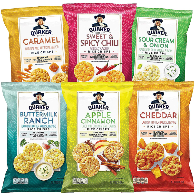 Quaker Rice Crisps, 6 Flavor Variety Pack, 12 Count - Fresh Stock Dated December 2025
